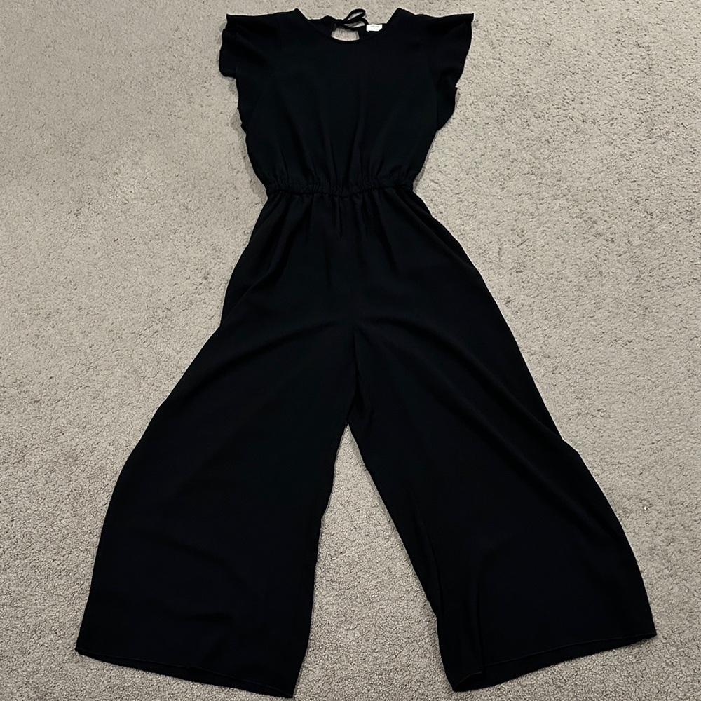 Aritzia Wilfred Black Wide-Leg Cropped Jumpsuit